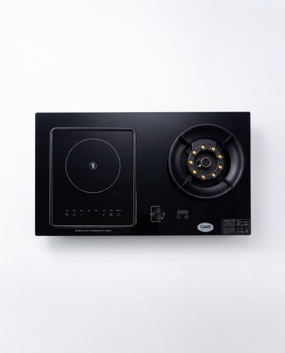 Hybrid Electric & Gas A8 Glass Hob : Single Electric +  Single Gas Cooktops