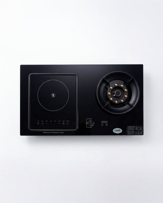 Hybrid Electric & Gas A8 Glass Hob : Single Electric +  Single Gas Cooktops