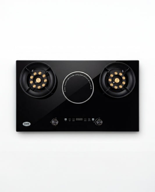 Hybrid Electric & Gas G-35 Glass Hob : Single Electric +  Double Gas Cooktops