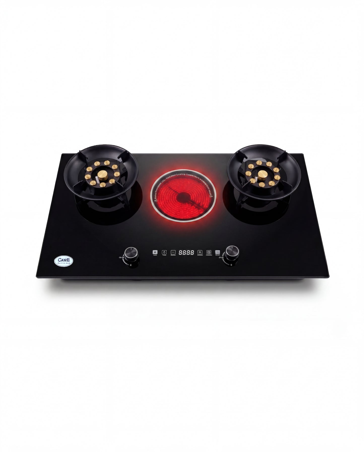 Hybrid Electric & Gas G-35 Glass Hob : Single Electric +  Double Gas Cooktops