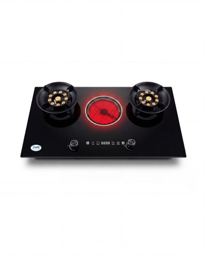 Hybrid Electric & Gas G-35 Glass Hob : Single Electric +  Double Gas Cooktops
