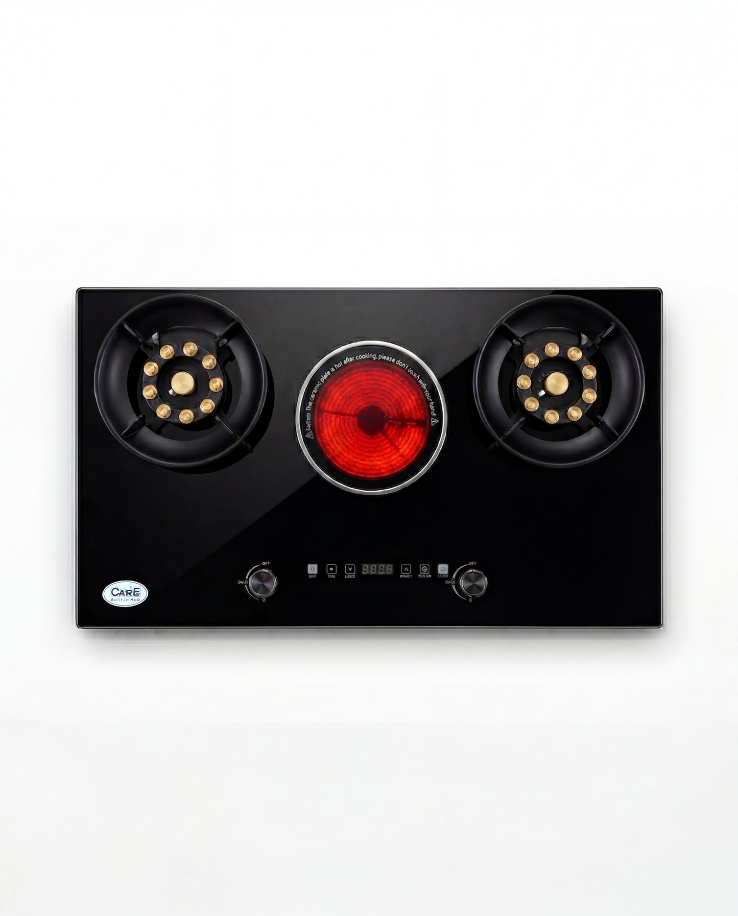 Hybrid Electric & Gas G-35 Glass Hob : Single Electric +  Double Gas Cooktops